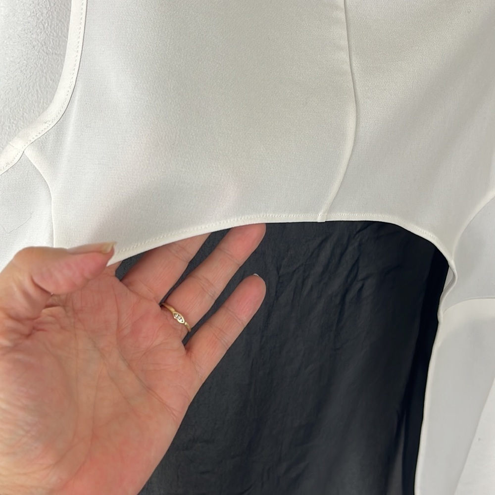Rag & Bone Sheer Sleeveless Blouse Women's S Off White Black High‎ Side Slits - Picture 5 of 9